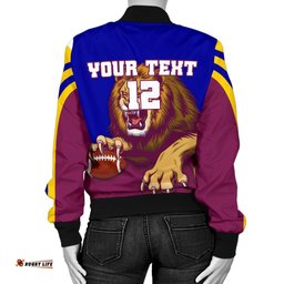 Custom Personalised Brisbane Women's Bomber Jacket Lions Three Stripes