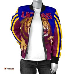 Custom Personalised Brisbane Women's Bomber Jacket Lions Three Stripes