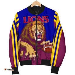 Custom Personalised Brisbane Women's Bomber Jacket Lions Three Stripes