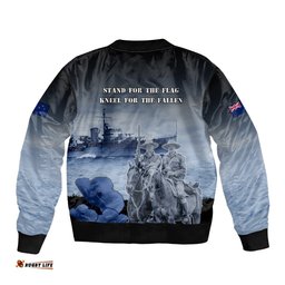 New Zealand ANZAC Day Bomber Jacket HMNZS Achilles We Will Remember Them