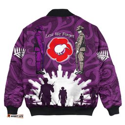 New Zealand Anzac Walking In The Sun Purple Bomber Jacket