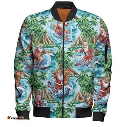 Australia Christmas Surfing Bomber Jacket - Funny Santa Surfing Christmas Bomber Jacket