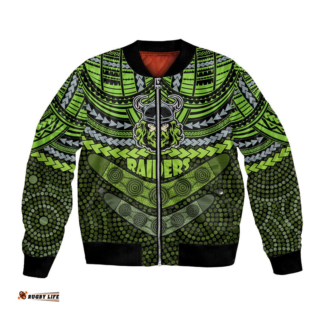 Raiders Rugby Bomber Jacket Polynesian and Aboriginal Special Version