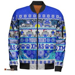 Canterbury-Bankstown Bulldogs Christmas Aboriginal Custom Bomber Jacket - Indigenous Knitted Ugly Xmas Style Bomber Jacket