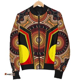 Women's Bomber Jacket - Aboriginal With Dot Painting Art