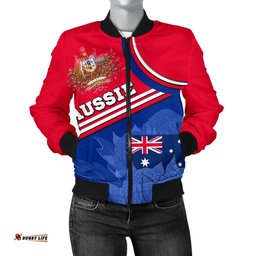 Women's Bomber Jacket - Aus Flag and Coat of Arms Jacket Waratah Flowers