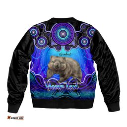 Personalised Australia Taurus Wombat Zodiac Bomber Jacket Auz Astrology Aboriginal - Blue
