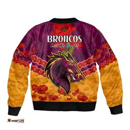 Broncos Rugby ANZAC Bomber Jacket Lest We Forget