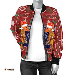 Australia Christmas Women's Bomber Jacket - Mother Kangaroo In Christmas-