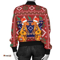 Australia Christmas Women's Bomber Jacket - Mother Kangaroo In Christmas-