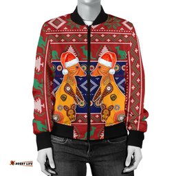 Australia Christmas Women's Bomber Jacket - Mother Kangaroo In Christmas-