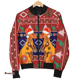 Australia Christmas Women's Bomber Jacket - Mother Kangaroo In Christmas-