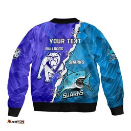 Perspnalised Sharks And Bulldogs Rugby Bomber Jacket Sporty Style
