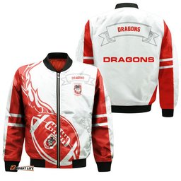 St. George Illawarra Dragons Bomber Jacket Flame Ball - NRL