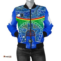 Women's Bomber Jacket - Torres Strait Symbol With Aboriginal Patterns