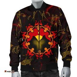 Aboriginal Men's Bomber Jacket - Australia Map and Indigenous Flag