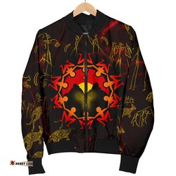 Aboriginal Men's Bomber Jacket - Australia Map and Indigenous Flag