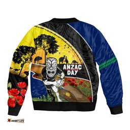 Warriors Rugby ANZAC Day Bomber Jacket New Zealand Wahs Tiki Mascot Rosemary Starry Night