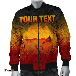 Custom Aboriginal Men's Bomber Jacket, Australian Map with Indigenous Color