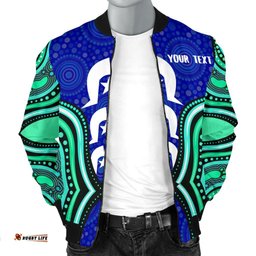 Torres Strait Personalised Men's Bomber Jacket - Torres Strait Symbol And Aboriginal Patterns