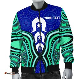 Torres Strait Personalised Men's Bomber Jacket - Torres Strait Symbol And Aboriginal Patterns