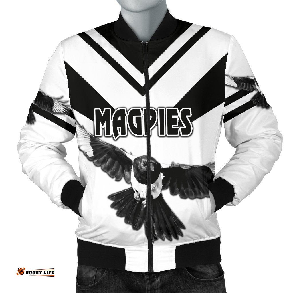 Western Suburbs Magpies Men's Bomber Jacket Original Style - White