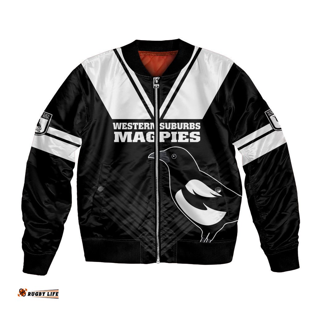 Western Suburbs Magpies Rugby Bomber Jacket Simple Style