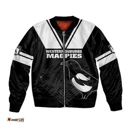 Western Suburbs Magpies Rugby Bomber Jacket Simple Style