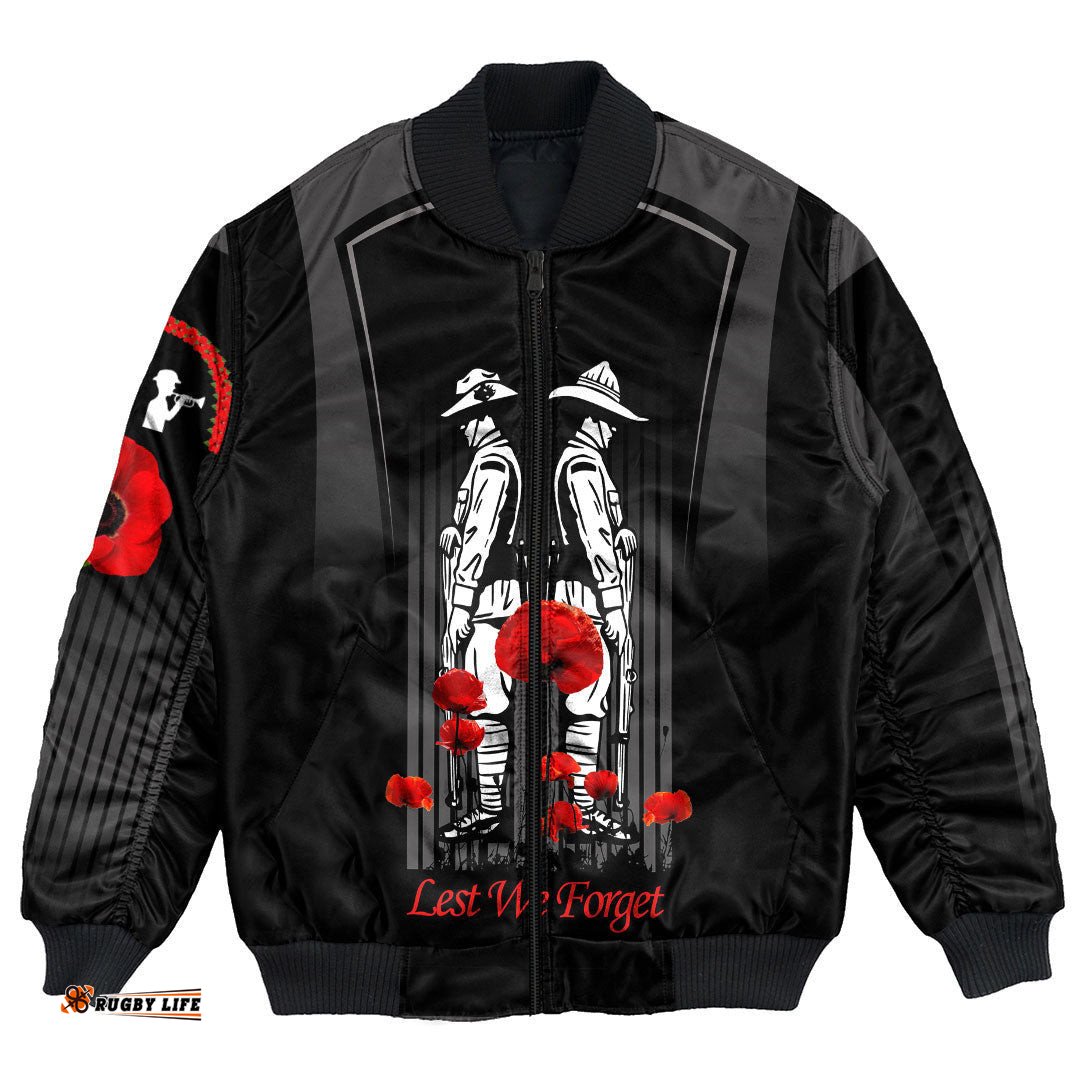 Anzac Remembrance Day Lest We Forget Bomber Jacket