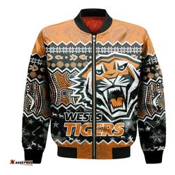 Wests Tigers Aboriginal Christmas Vibe Gold Version Bomber Jacket