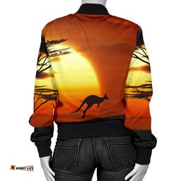 Bomber Jacket - Kangaroo Jacket Sunset Painting - Women