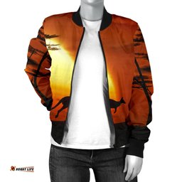 Bomber Jacket - Kangaroo Jacket Sunset Painting - Women