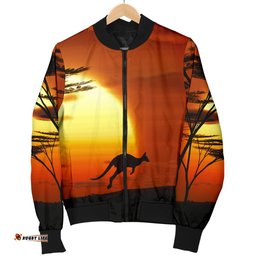 Bomber Jacket - Kangaroo Jacket Sunset Painting - Women