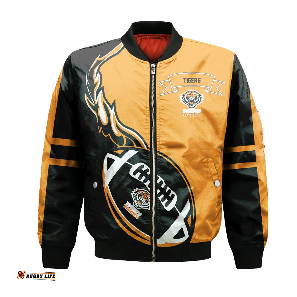Wests Tigers Bomber Jacket Flame Ball - NRL