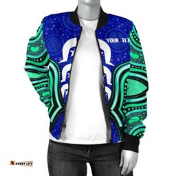 Torres Strait Personalised Women's Bomber Jacket - Torres Strait Symbol And Aboriginal Patterns