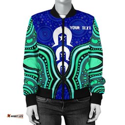 Torres Strait Personalised Women's Bomber Jacket - Torres Strait Symbol And Aboriginal Patterns