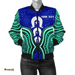 Torres Strait Personalised Women's Bomber Jacket - Torres Strait Symbol And Aboriginal Patterns