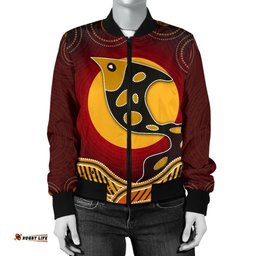 Women's Bomber Jacket -Aboriginal Dot Patterns Fish