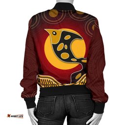 Women's Bomber Jacket -Aboriginal Dot Patterns Fish