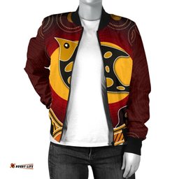 Women's Bomber Jacket -Aboriginal Dot Patterns Fish