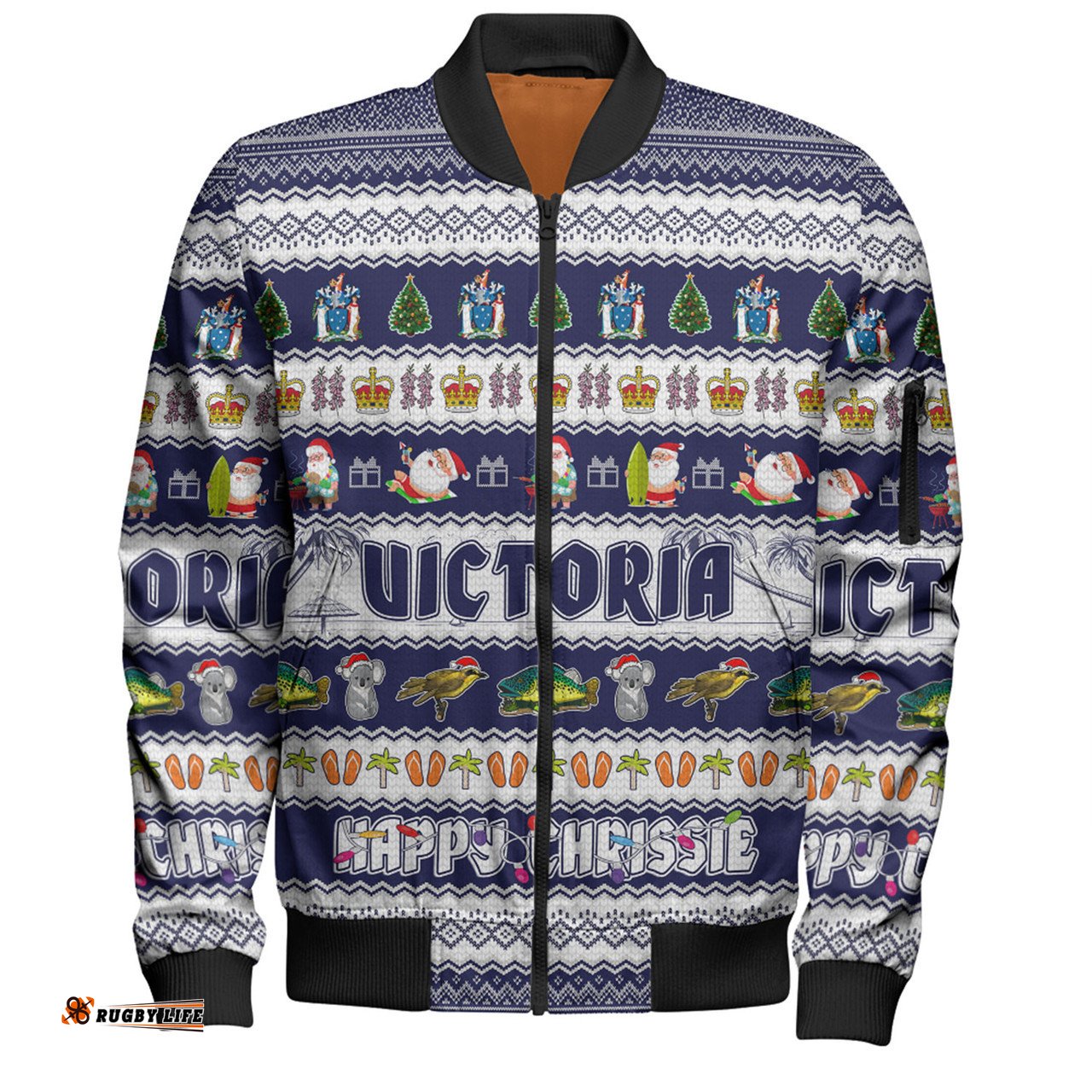 Victoria Christmas Custom Bomber Jacket - Happy Chrissie Ugly Style Bomber Jacket