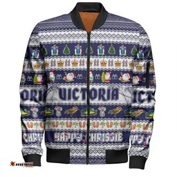 Victoria Christmas Custom Bomber Jacket - Happy Chrissie Ugly Style Bomber Jacket