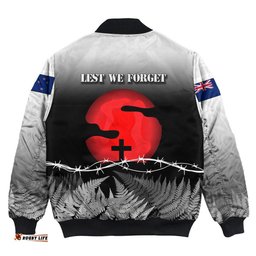 New Zealand Anzac Day Silhouette Soldier Bomber Jacket