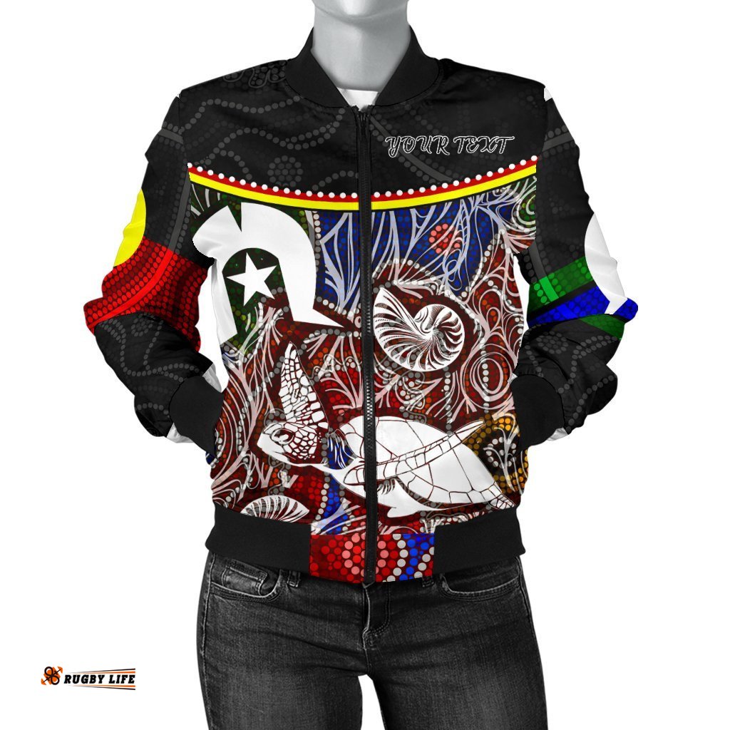 Personalised Women's Bomber KJacket - Aboriginal Dot In Naidoc Week Style