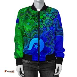 Aboriginal Women's Bomber Jacket , Torres Strait Islands Flag