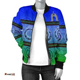 Women Bomber Jacket - Turtle With Dhari Mask Snake Patterns-