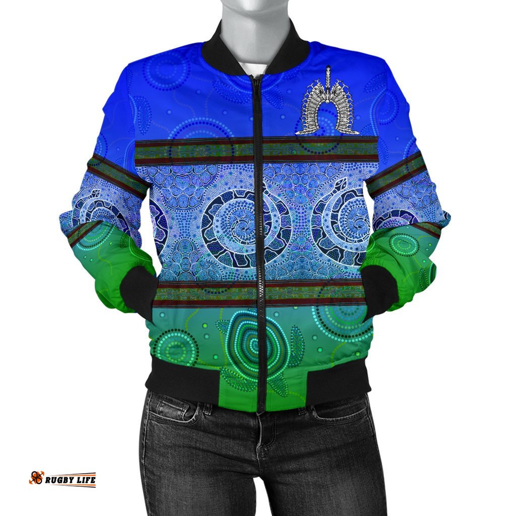 Women Bomber Jacket - Turtle With Dhari Mask Snake Patterns-