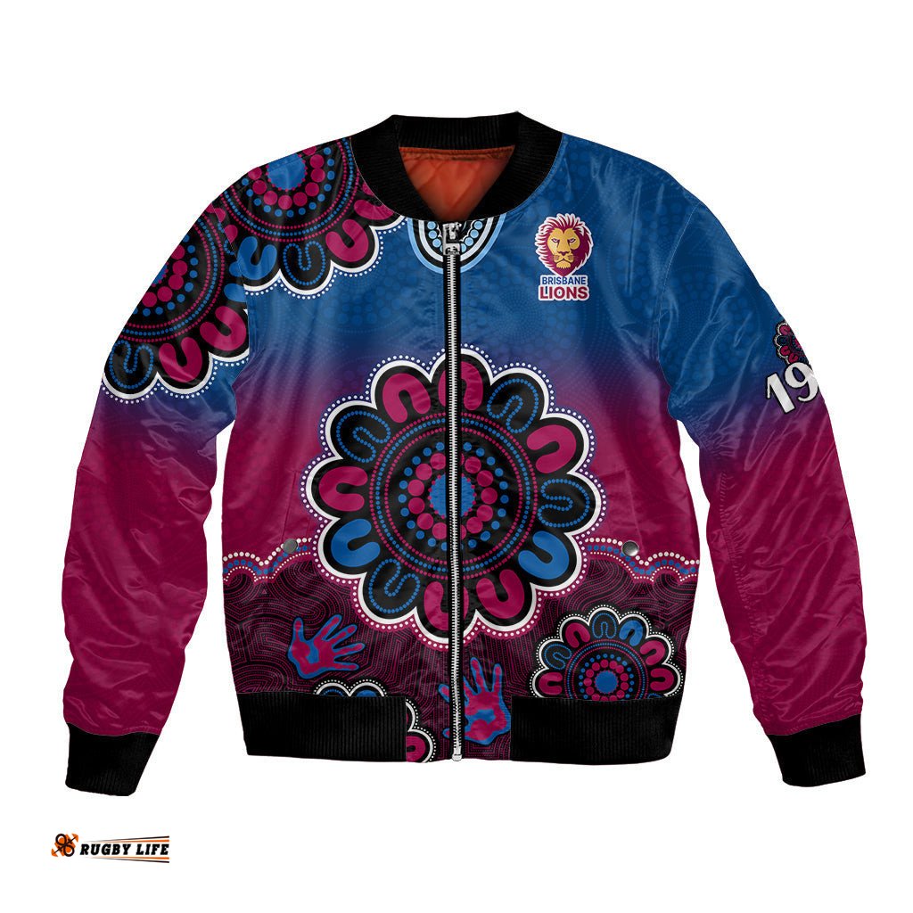 Custom Personalised AFL Brisbane Lions 1996 Aboriginal Bomber Jacket