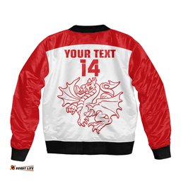 Custom Text And Number Dragons Rugby Bomber Jacket Simple St George Illawarra