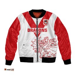Custom Text And Number Dragons Rugby Bomber Jacket Simple St George Illawarra